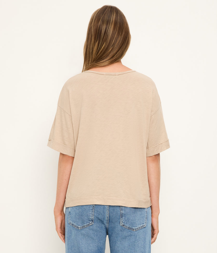 Tilda Oversize Crewneck in  MACADAMIA Beige Back View #MACADAMIA