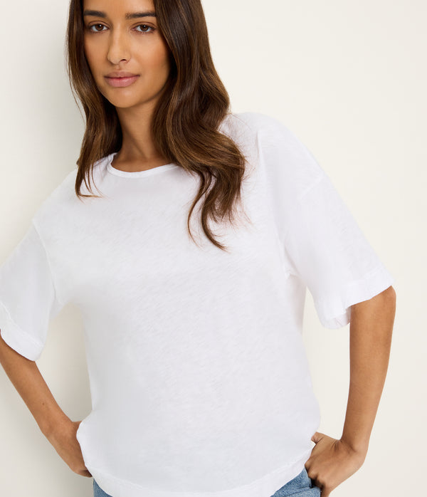 Tilda Oversize Crewneck in White Close up View #WHITE