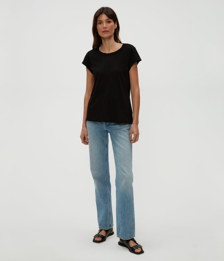 Trudy Supima Tee in Black  Full Body View #BLACK