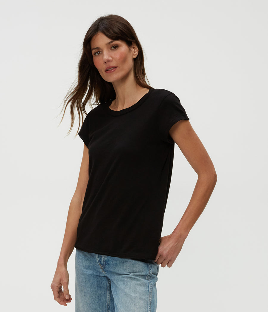 Trudy Supima Tee in Black  Side View #BLACK