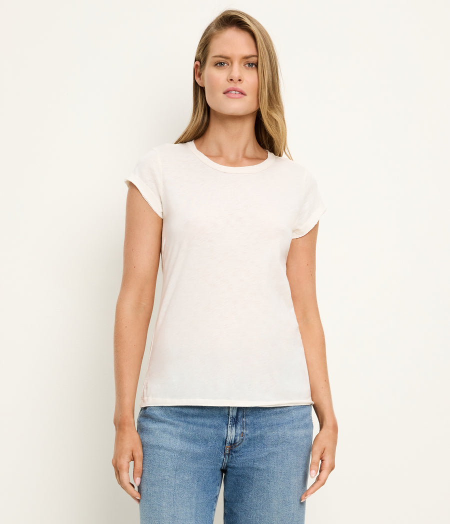 Trudy Supima Tee in Chalk White Full Body View #CHALK