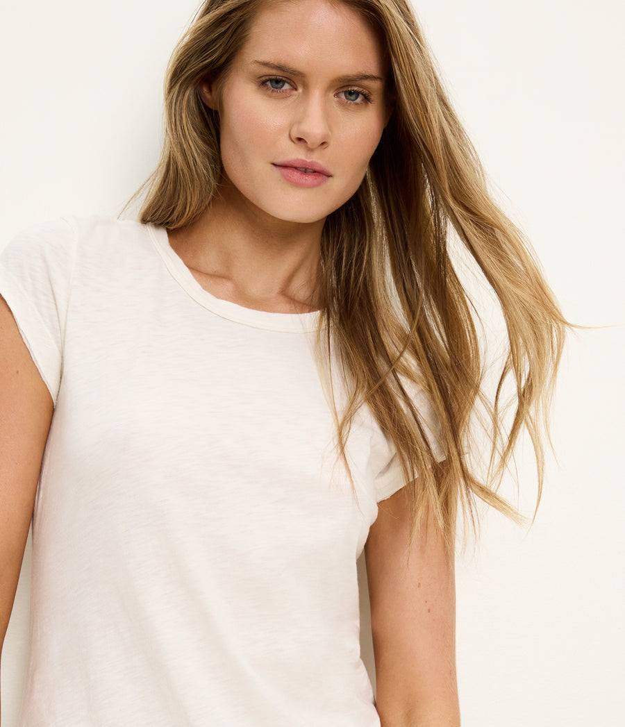 Trudy Supima Tee in Chalk White Close Up View #CHALK