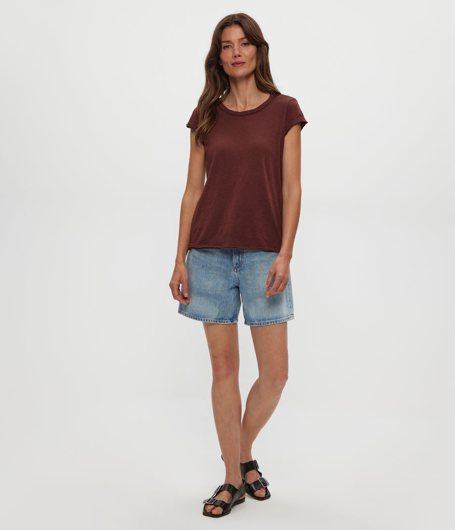 Trudy Supima Tee in ESPRESSO Brown Full Body View #ESPRESSO