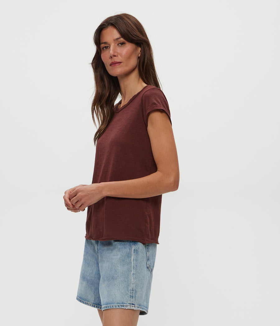 Trudy Supima Tee in ESPRESSO Brown Side View #ESPRESSO