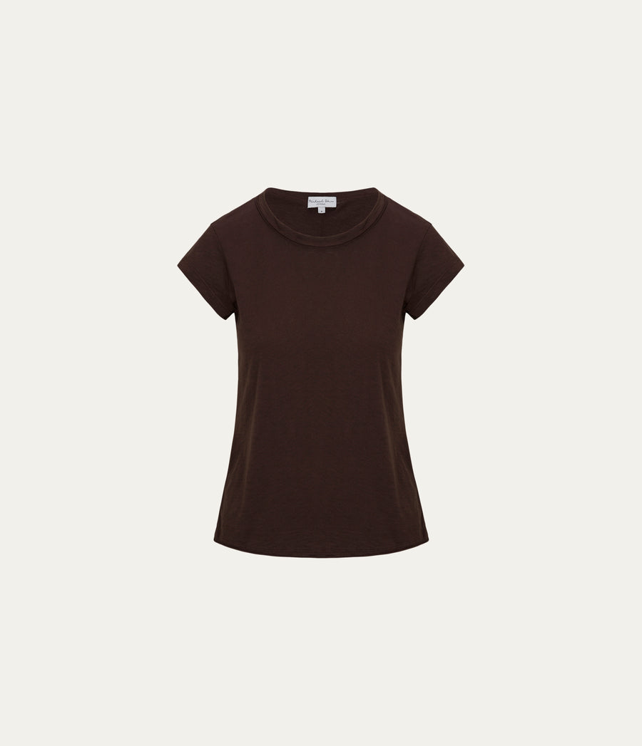 Trudy Supima Tee in Java Brown Close Up View #JAVA