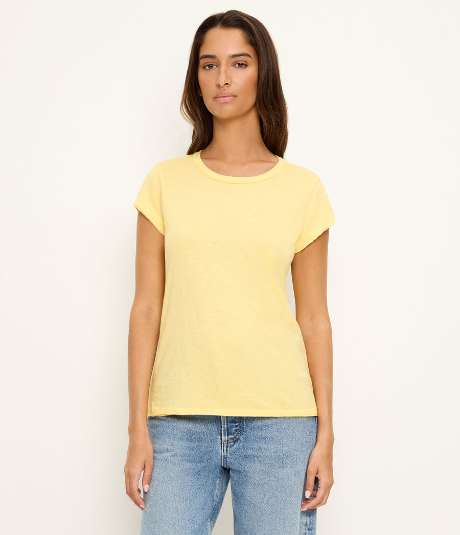Trudy Supima Tee in MACAW Yellow Side View #MACAW