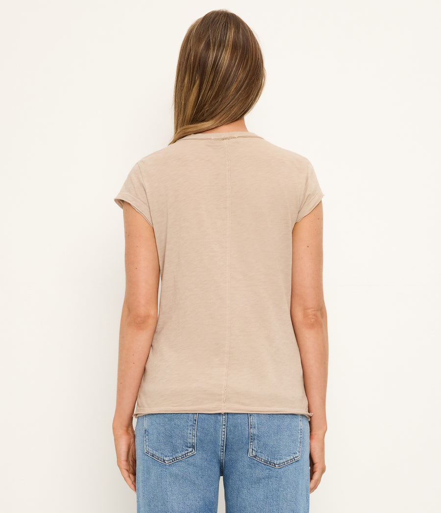 Trudy Supima Tee in  MACADAMIA Beige Back View #MACADAMIA
