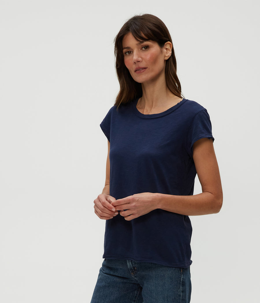 Trudy Supima Tee in Nocturnal Blue Side View #NOCTURNAL