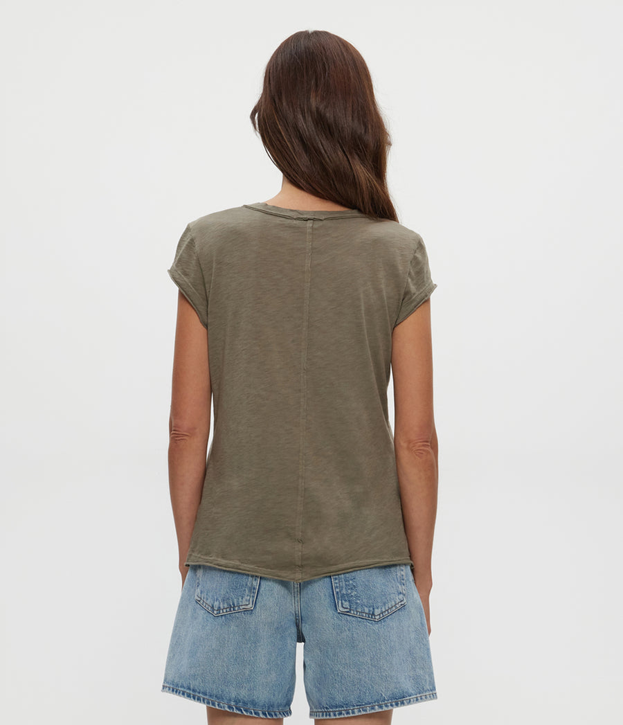 Trudy Supima Tee in Olive Green Back View #OLIVE