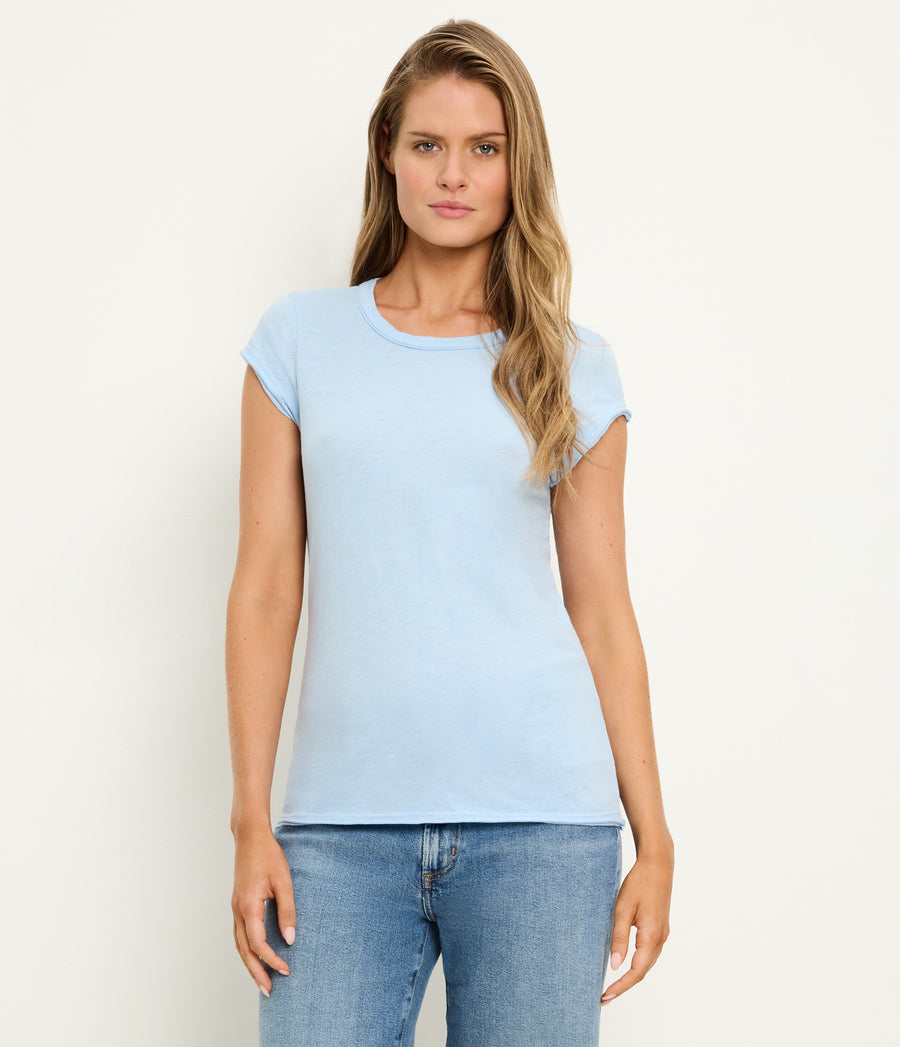 Trudy Supima Tee in SKY Blue Full Body View #SKY
