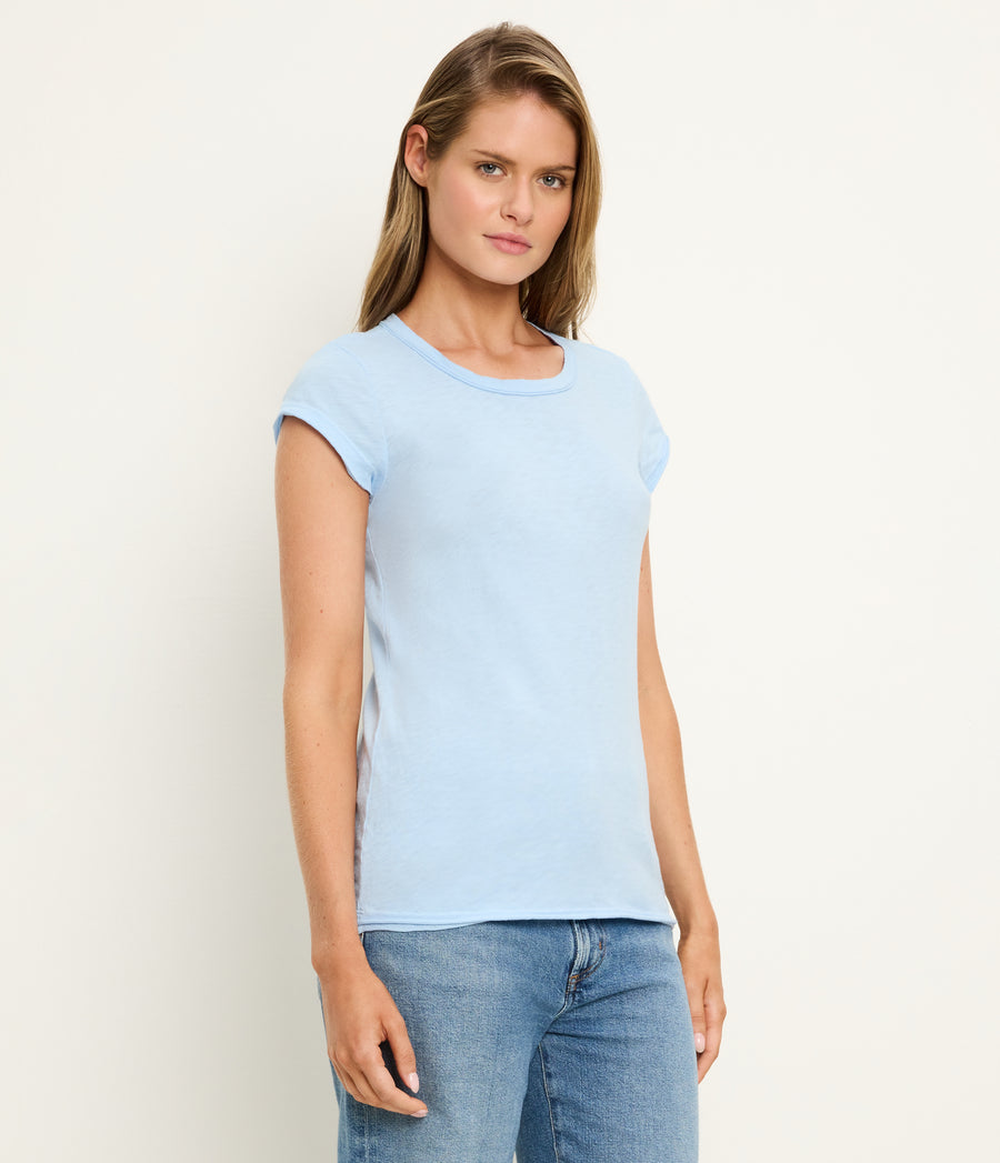 Trudy Supima Tee in SKY Blue Side View #SKY