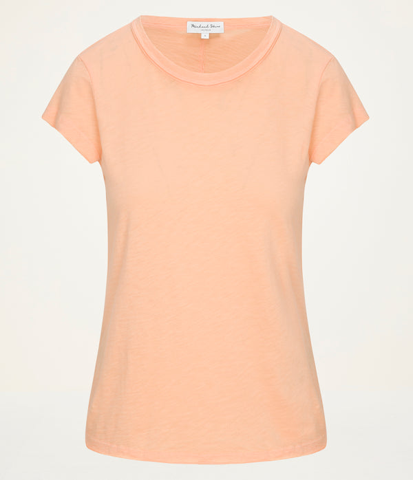 Trudy Supima Tee in Tangerine Orange Close Up View  #TANGERINE