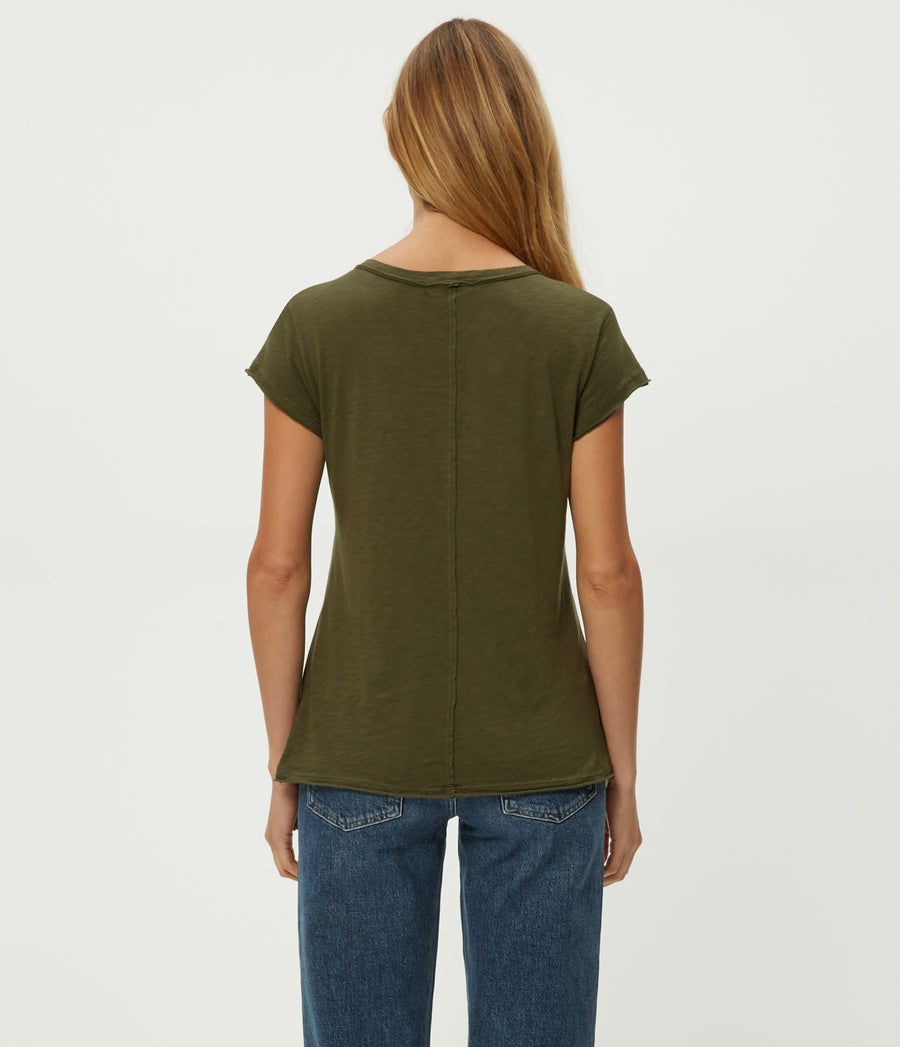 Trudy Supima Tee in TOPIARY GREEN Back View #TOPIARY