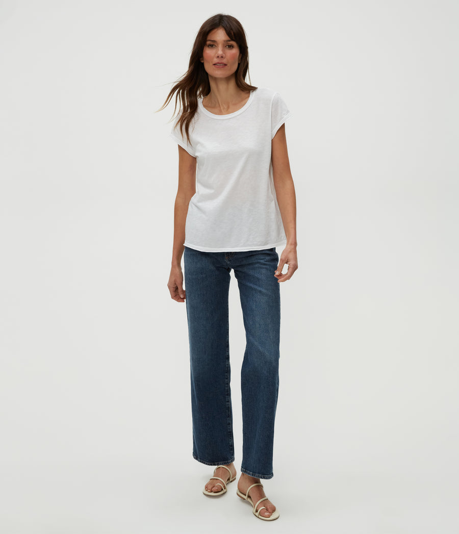 Trudy Supima Tee in White  Full Body View #WHITE