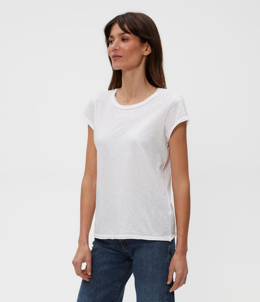 Trudy Supima Tee in White Side View #WHITE