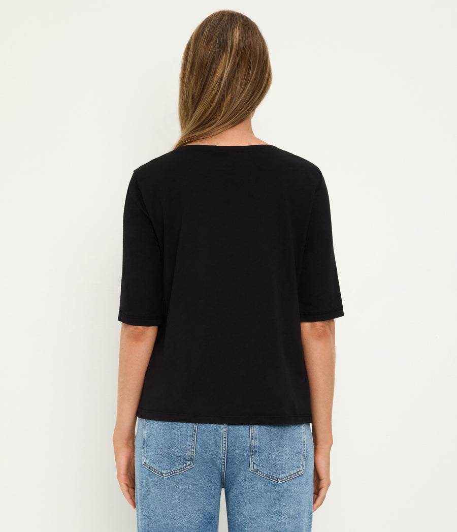 Dua Supima Tee in Black  Back View #BLACK