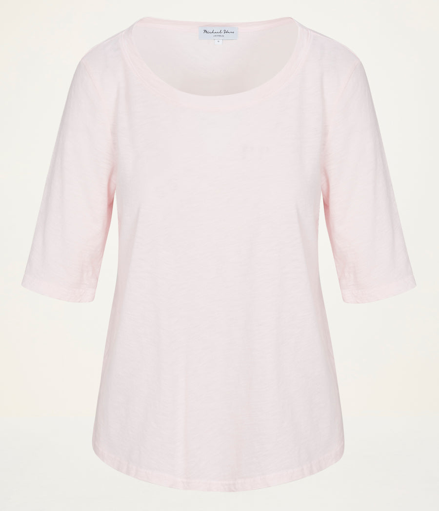 Dua Supima Tee in BLUSH Pink Close up View #BLUSH