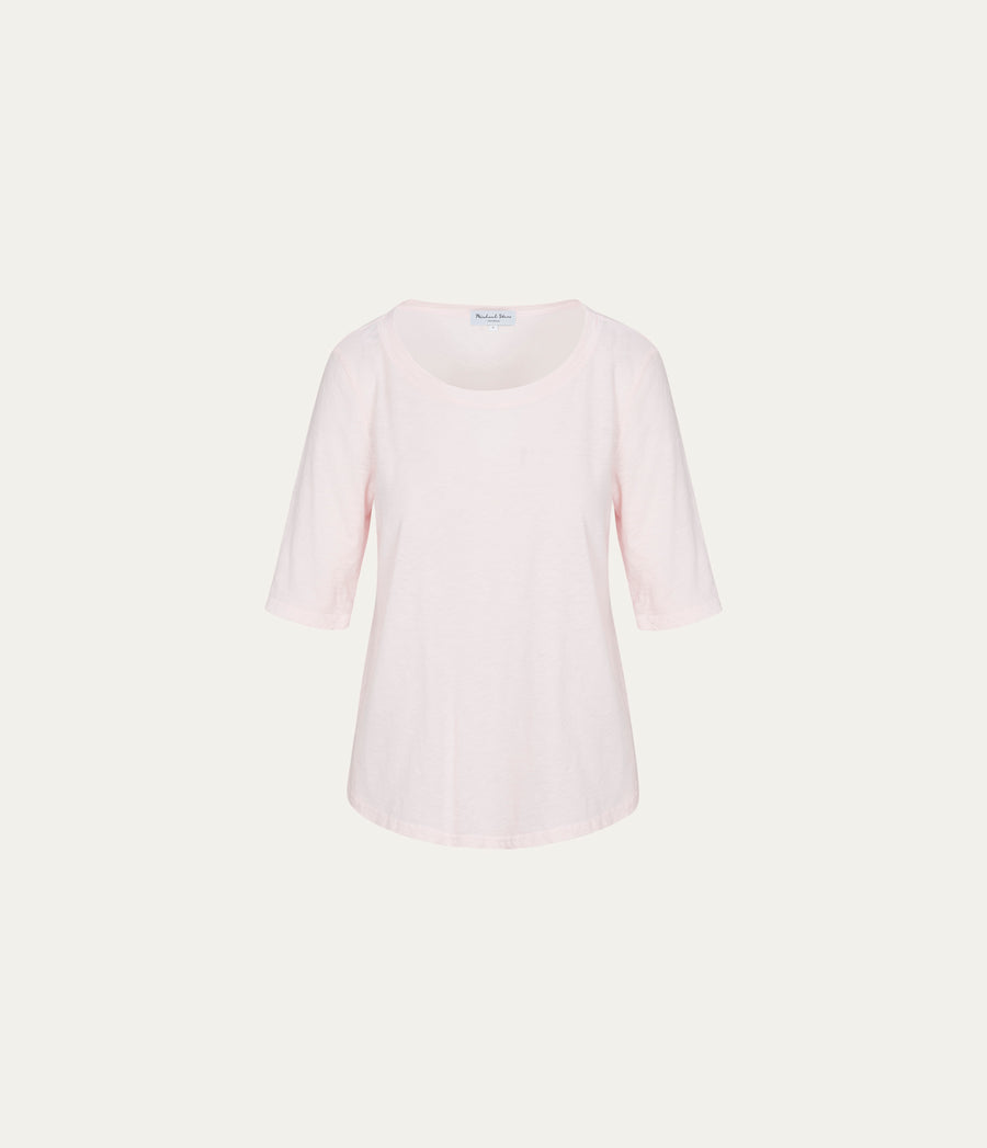 Dua Supima Tee in BLUSH Pink Close up View #BLUSH