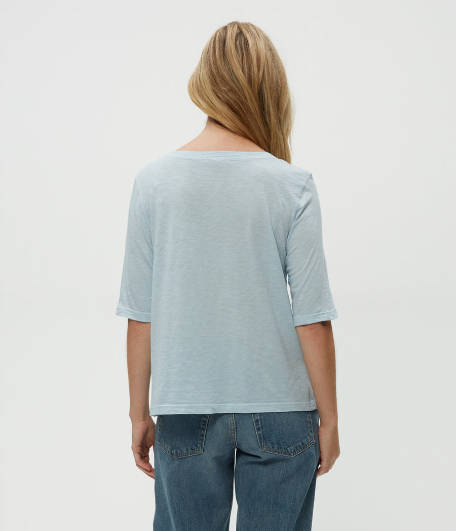 Dua Supima Tee in Fountain Blue Back View #FOUNTAIN