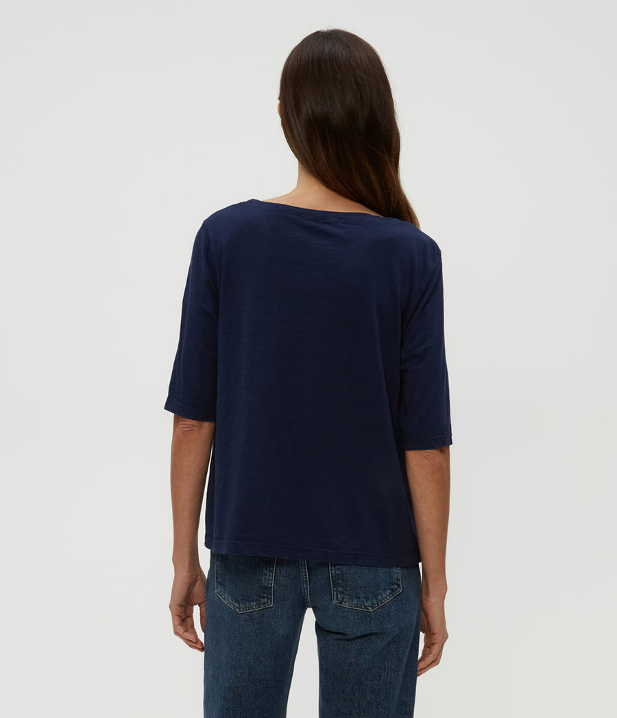 Dua Supima Tee in Nocturnal Blue Back View #NOCTURNAL