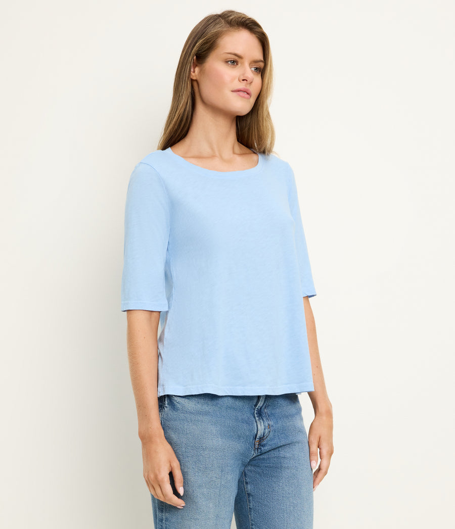 Dua Supima Tee in SKY Blue Side View #SKY