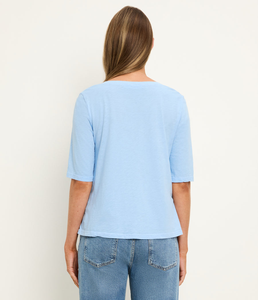 Dua Supima Tee in SKY Blue Back View #SKY