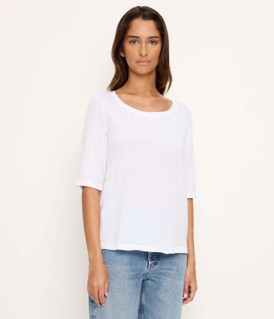 Dua Supima Tee in White  Side View #WHITE