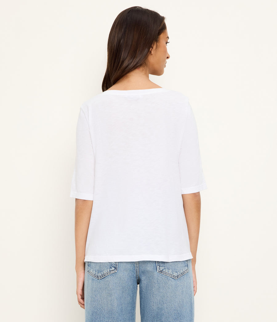Dua Supima Tee in White  Back View #WHITE