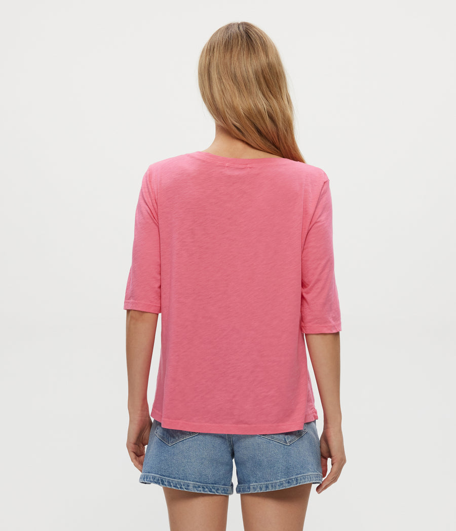 Dua Supima Tee in ZINNIA PINK Back View #ZINNIA