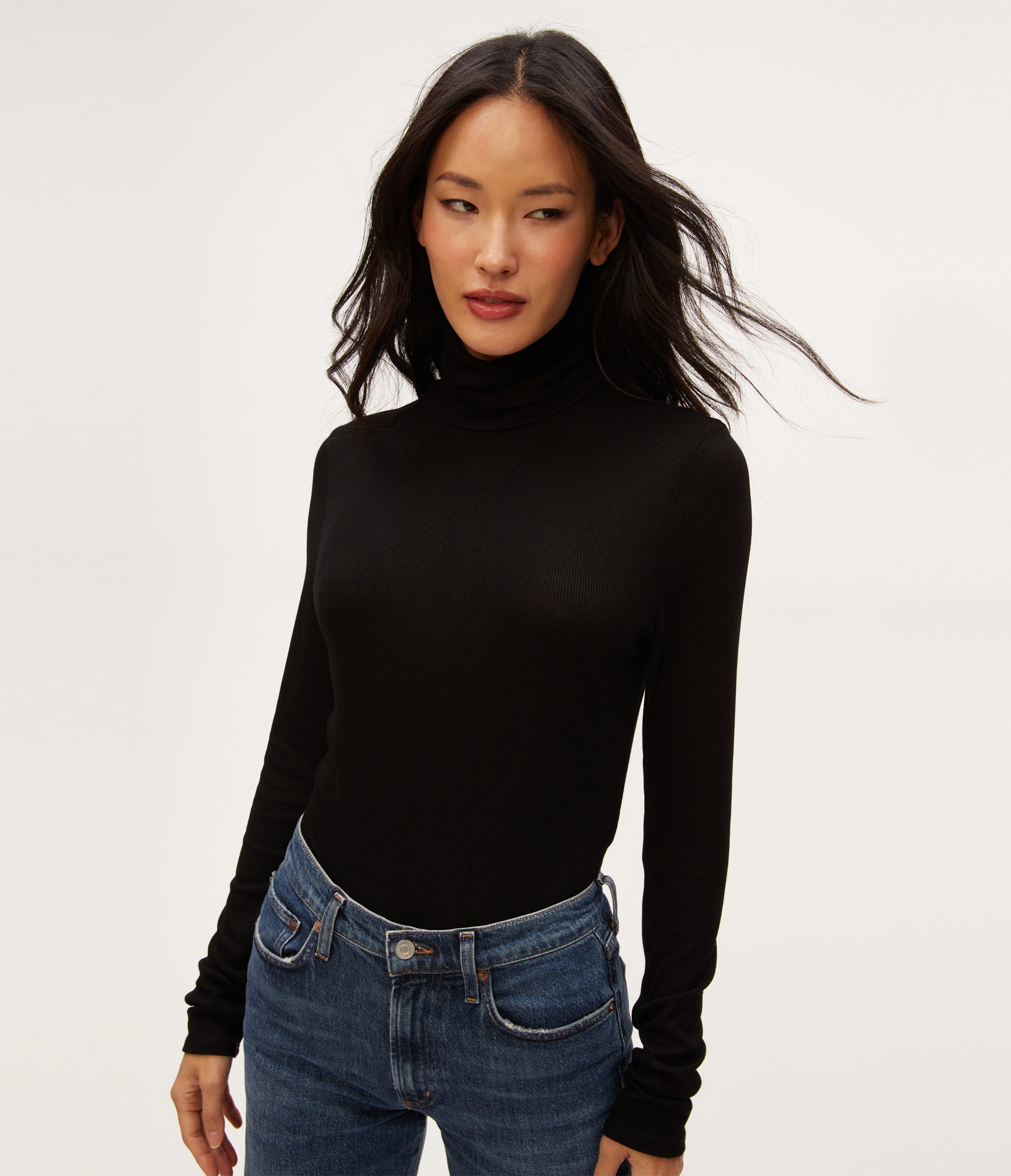 Trendy Queen Womens Long Sleeve Turtleneck Crop Tops Turtle