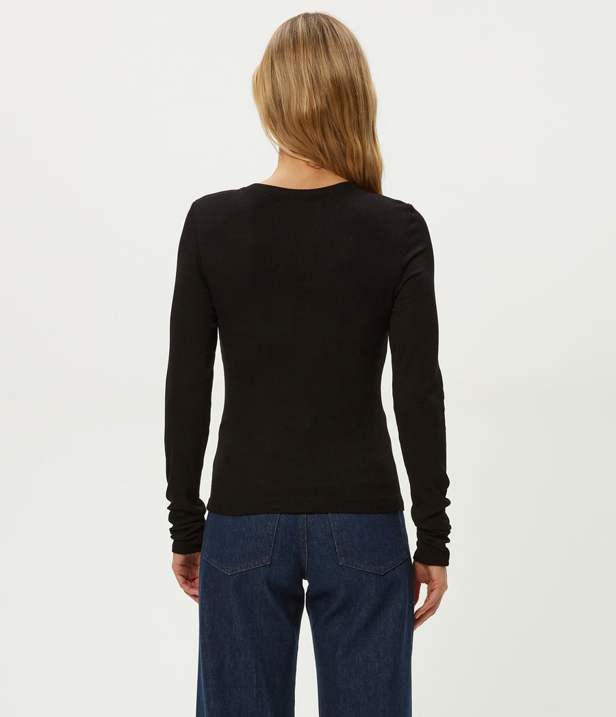 Finn Crewneck Top in Black Back View #BLACK