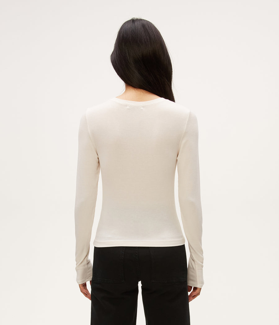 Finn Crew Neck Top in Chalk White Back View #CHALK
