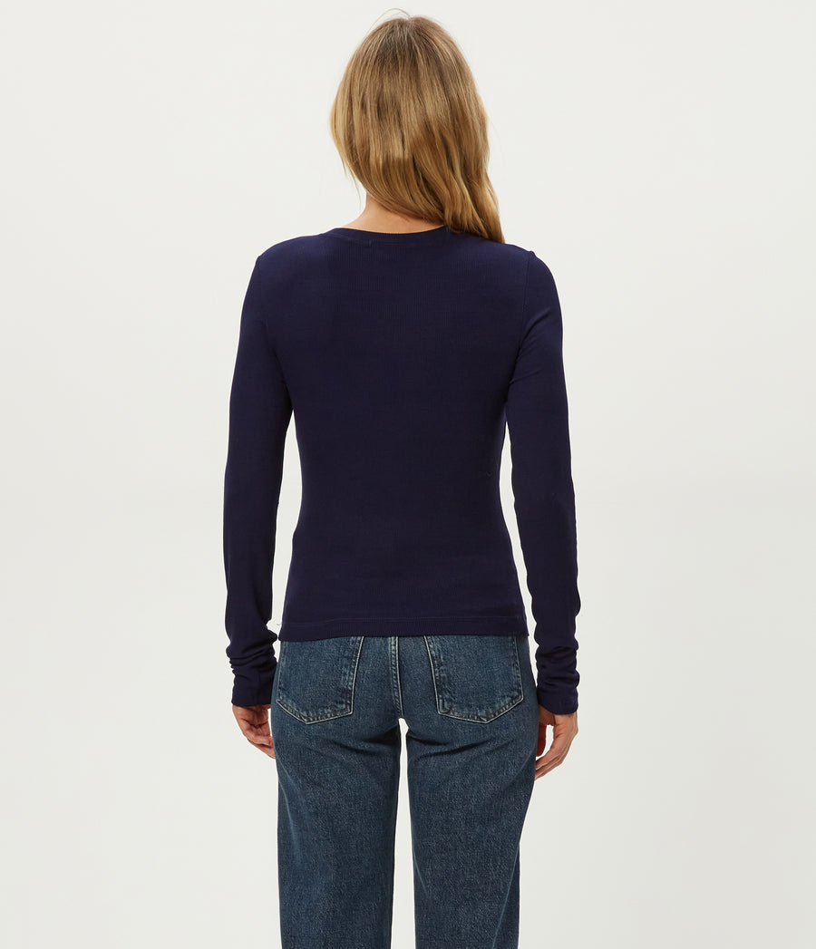 Finn Crewneck Top in Nocturnal Blue Back View #NOCTURNAL