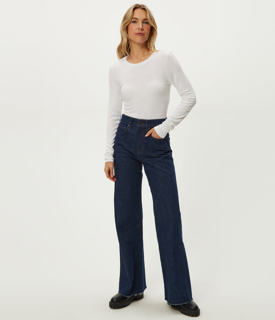 Finn Crewneck Top in White Full Body View #WHITE