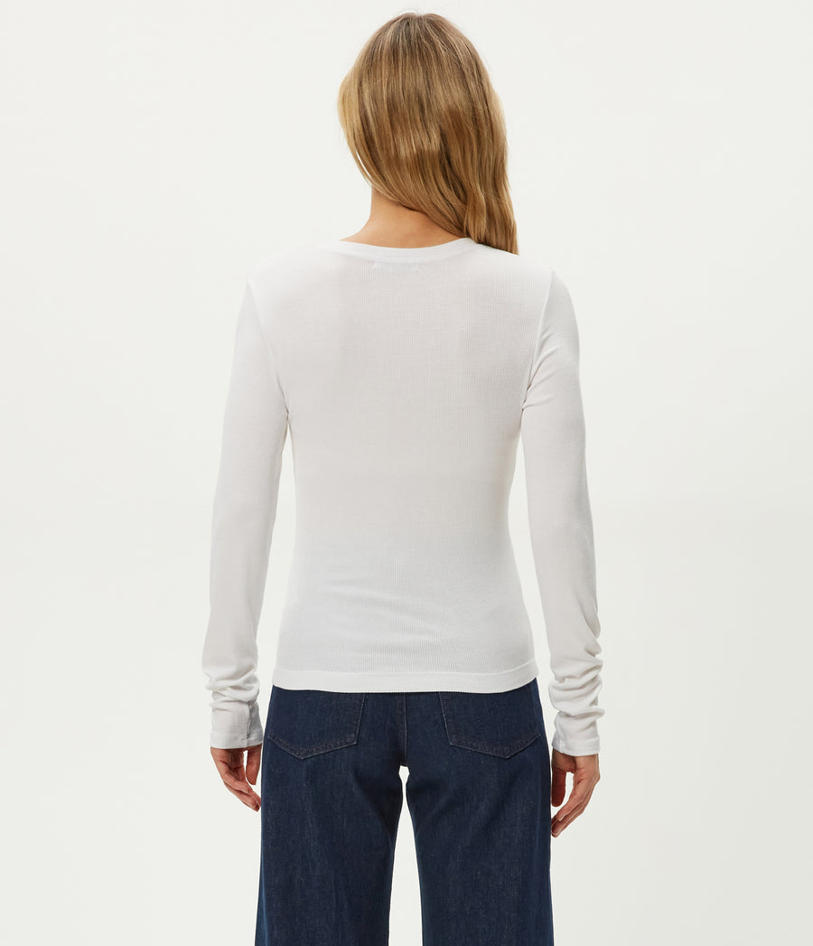Finn Crewneck Top in White Back View #WHITE