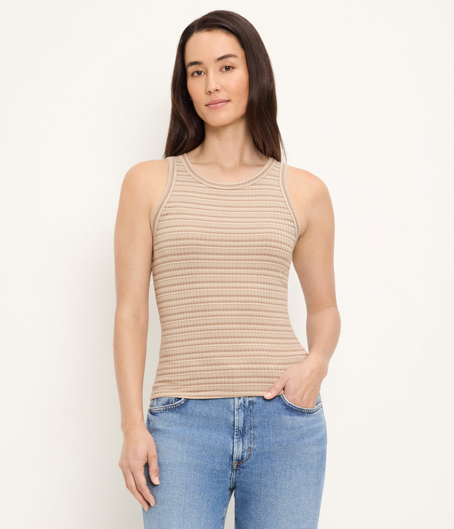 Carolie Striped Ribbed Tank MACADAMIA / XL #MACADAMIA