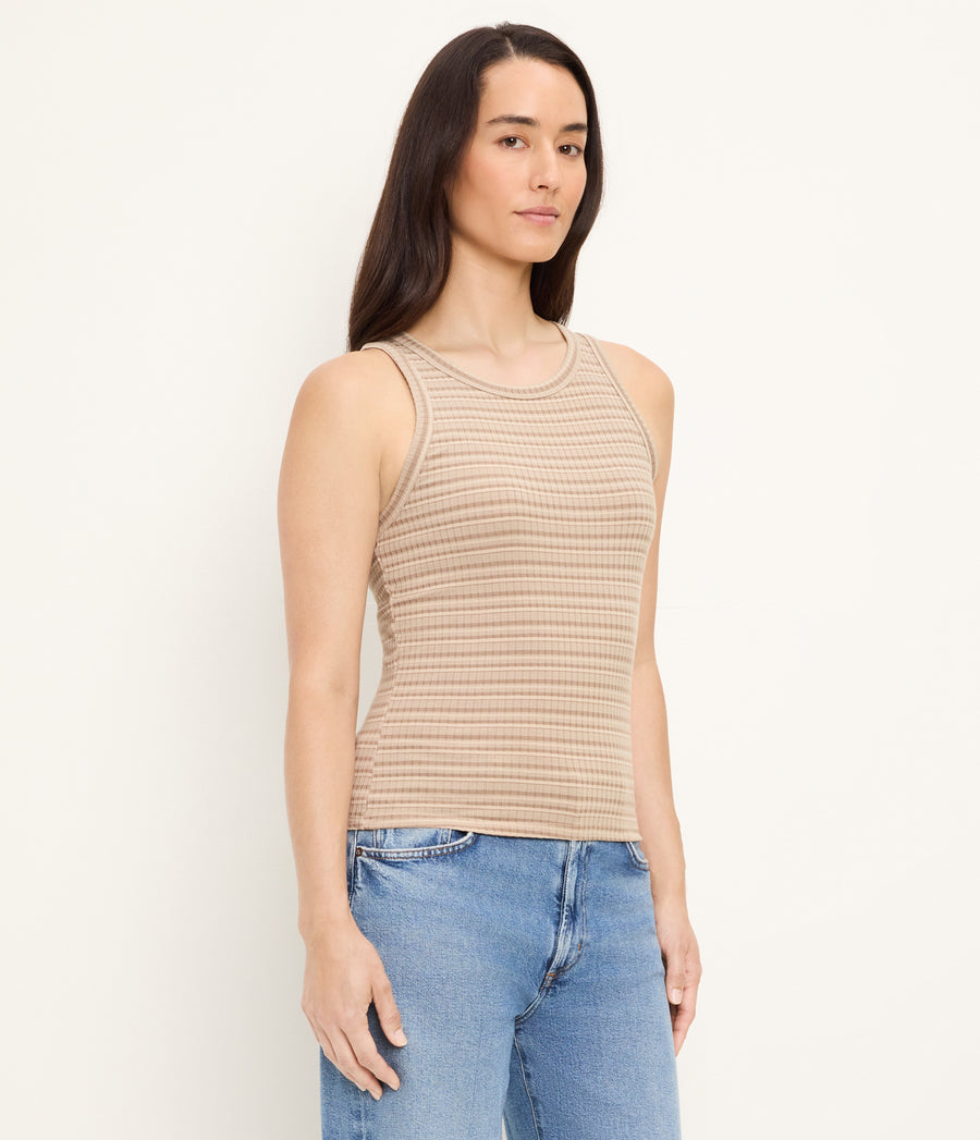 Carolie Striped Ribbed Tank MACADAMIA / XL #MACADAMIA