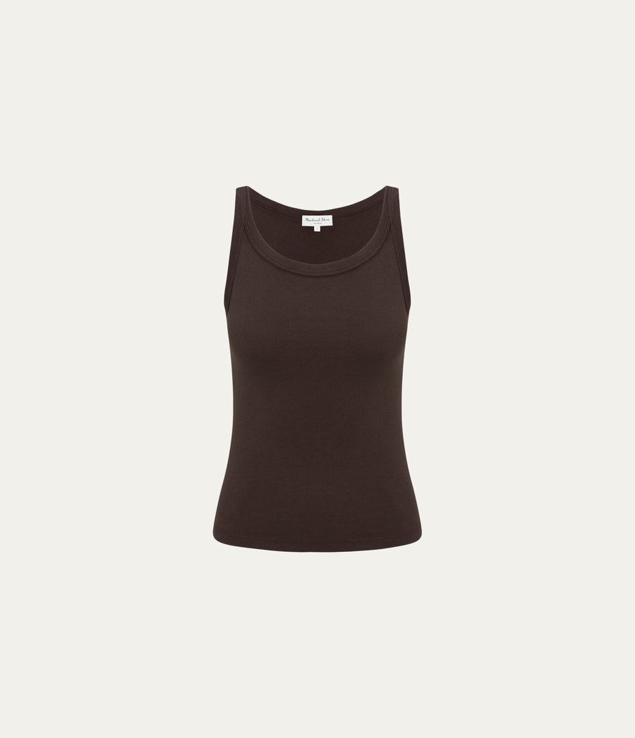 Cassie Tank  in Java Brown Close Up View #JAVA