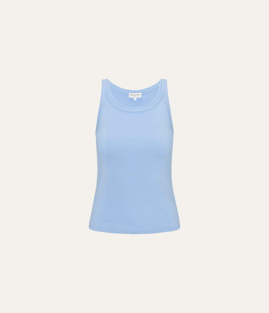 Cassie Tank in SKY Blue Close up View #SKY