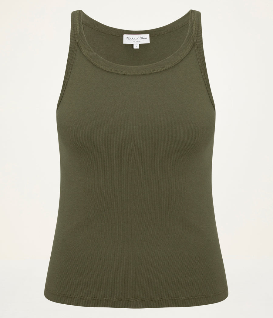 Cassie Tank  in TOPIARY GREEN  Close up View #TOPIARY