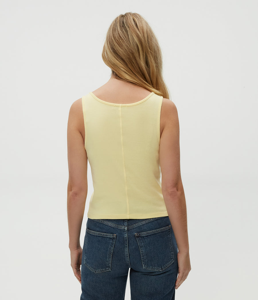 Sloan V-Neck Tank in Lemonade Yellow Back View #LEMONADE