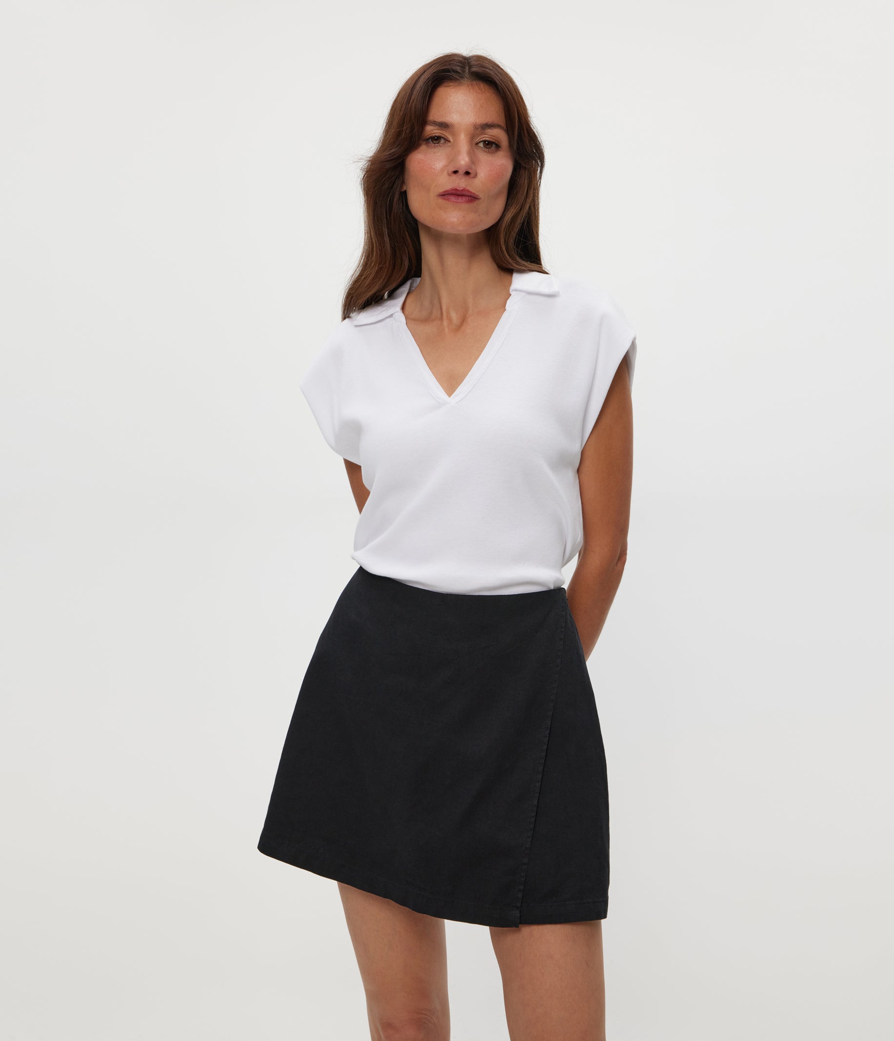 Faye Power Shoulder Polo