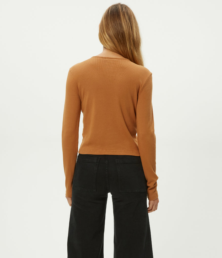 Trixie Cardigan in Cumin Brown Back View #CUMIN