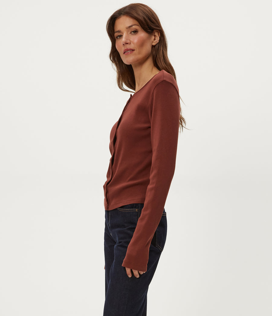 Trixie Cardigan in ESPRESSO Brown Side View #ESPRESSO