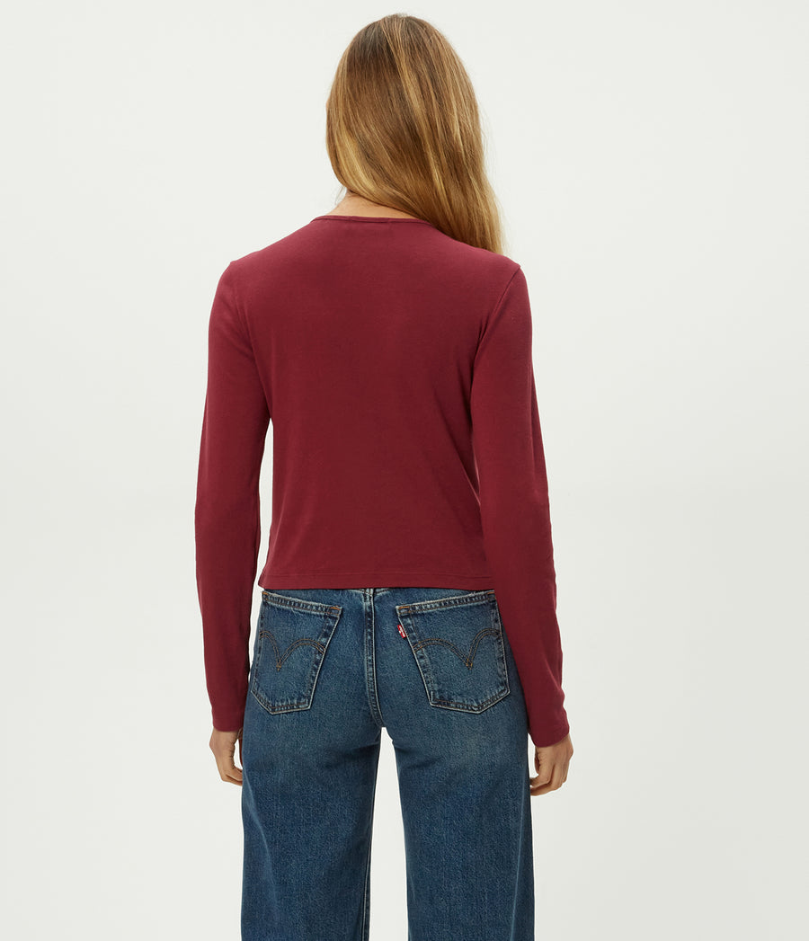 Trixie Cardigan in Garnet Red Back View #GARNET