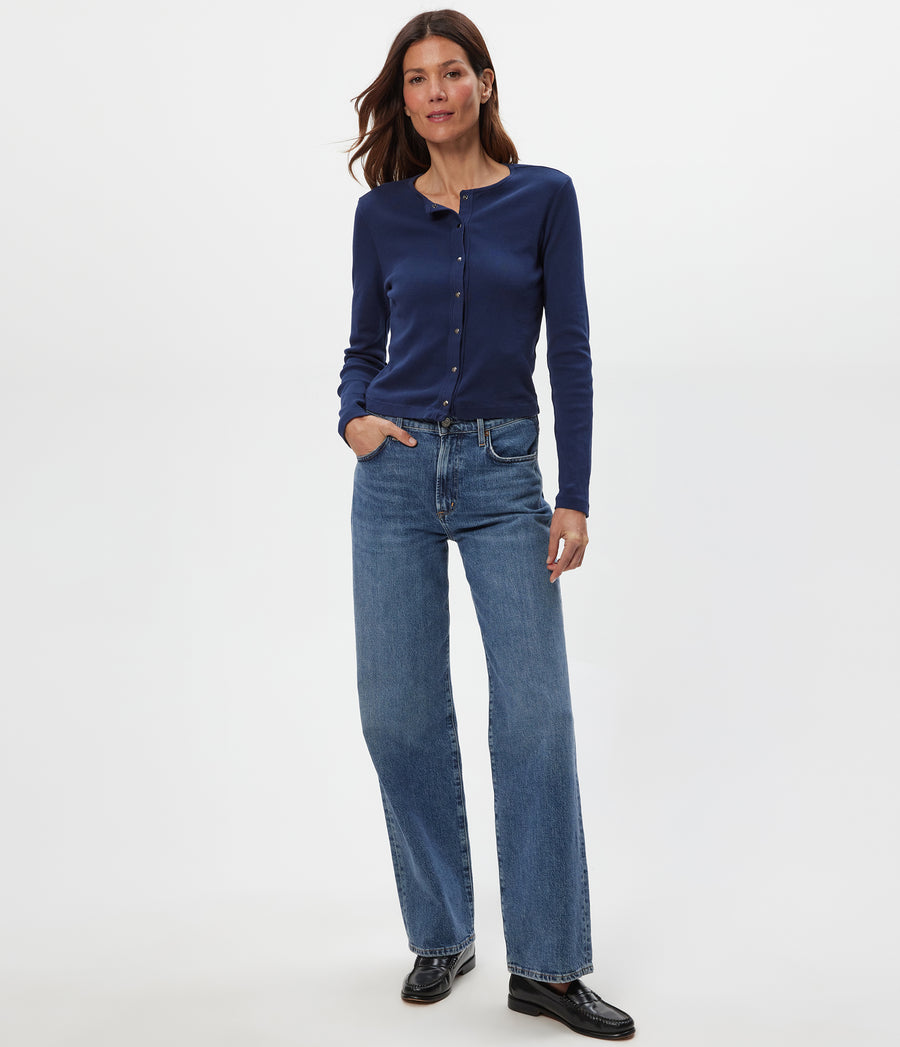 Trixie Cardigan in Nocturnal Blue Full Body View #NOCTURNAL