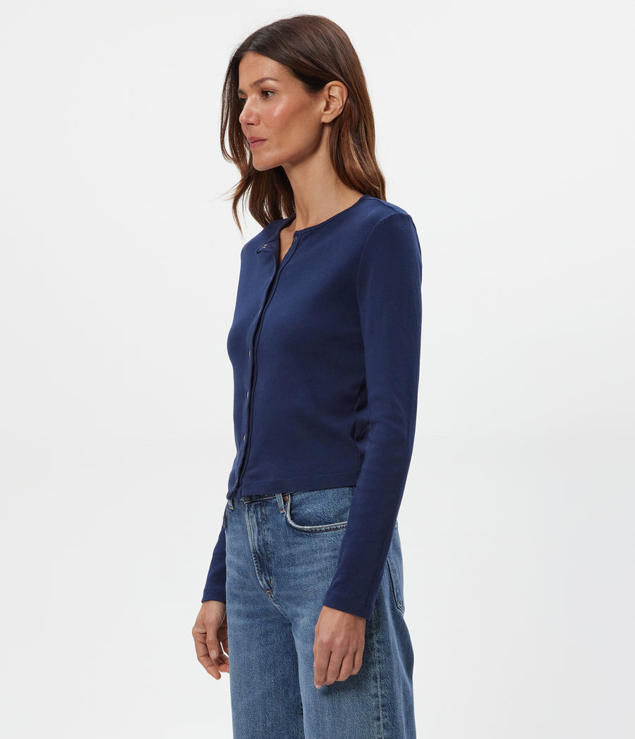 Trixie Cardigan in Nocturnal Blue Side View #NOCTURNAL