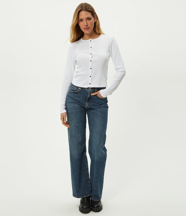 Trixie Cardigan in White Full Body View #WHITE