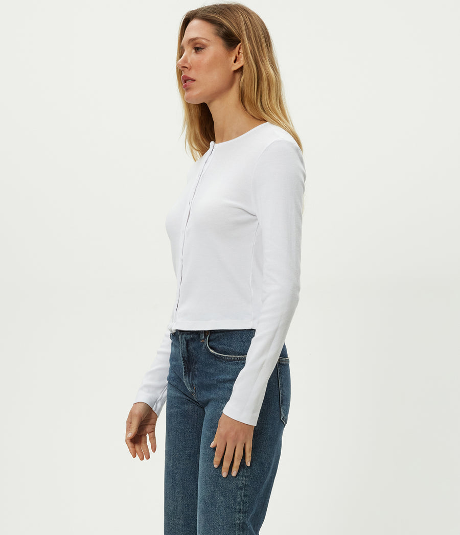 Trixie Cardigan in White Side View #WHITE