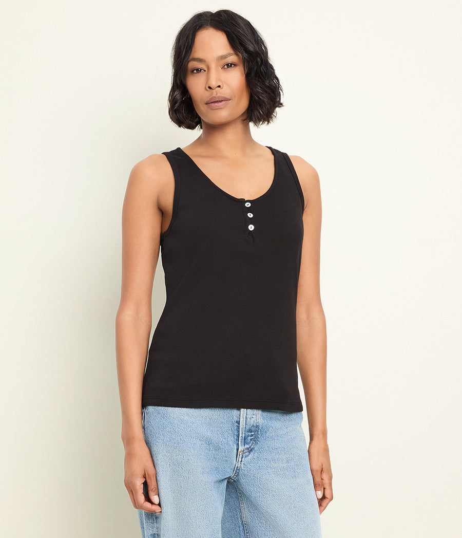 Brandy Henley Tank in Black Full Body View #BLACK